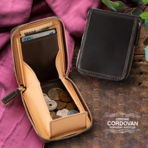 コードバン ラウンドファスナー コインケース(メンズ 小銭入れ ボックス型 小さい 財布 二つ折り財布 レザー 革 本革)