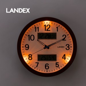Landex ランデックス 温湿度計付き多機能掛け時計(掛け時計 壁掛け時計 アナログ 壁掛け 時計 温度湿度計) 即納