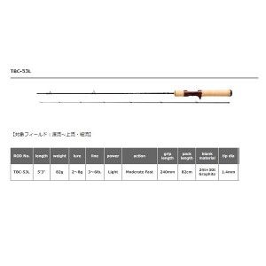 スミス トラウトロッド ベイトクラシック TBC-53L(ベイト/2ピース)