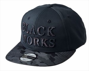 がまかつ 帽子 GM9895 フラットブリムキャップ(BLACK WORKS) ブラックxブラック L