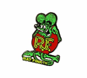 ラットフィンク ピンバッチ キャラクター アメリカ おしゃれ かわいい 面白い ホットロッド RAT FINK グリーン メール便