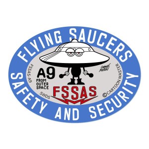 ステッカー セキュリティ UFO 防犯 車 かっこいい おしゃれ モンスター アメリカン キャラクター FLYING SAUCERS SAFETY AND SECURITY A9