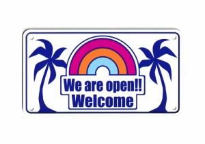 ハワイアン サインプレート サインボード ウエルカム Welcome オープン OPEN 看板 案内板 表示板 インテリア 雑貨 おしゃれ 壁 アメリカ