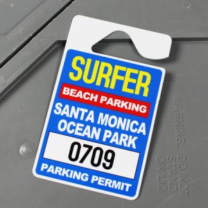 パーキングパーミットタグ カー用品 ルームミラー 飾り カーアクセサリー PARKING PERMIT TAG サンタモニカビーチ＿PP-SPT006-HBT