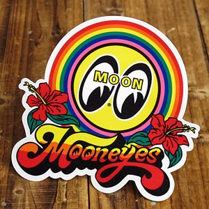 ムーンアイズ ステッカー 車 アメリカン バイク ヘルメット アメ車 ホットロッド MOONEYES レインボー＿SC-DM033-MON