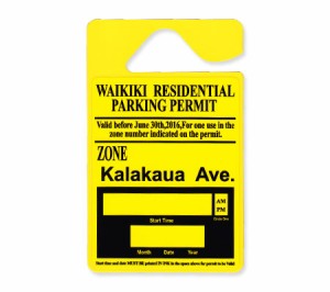 パーキングパーミットタグ ハワイ 雑貨 カー用品 ルームミラー 飾り カーアクセサリー 駐車許可証 PARKING PERMIT TAG ワイキキ Kalakaua