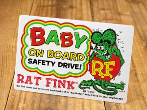 ラットフィンク ステッカー 車 アメリカン キャラクター ねずみ RatFink 赤ちゃん 乗ってます ベビーオンボード＿SC-RDF044-MON