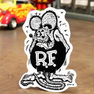 ラットフィンク ステッカー 車 アメリカン キャラクター バイク ヘルメット ねずみ RatFink サイズS ブラック＿SC-RD002BW-MON