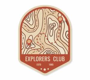 ステッカー アウトドア アメリカン おしゃれ スーツケース キャンプ 車 バイク かっこいい 地図 マップ Explorers Map EXPLORERS CLUB メ