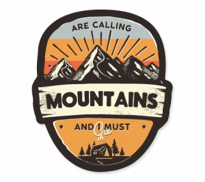 ステッカー アウトドア アメリカン おしゃれ スーツケース 車 バイク かっこいい キャンプ Vintage Outdoor Budges 山 MOUNTAINS ARE CAL