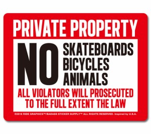 ステッカー アメリカン おしゃれ かっこいい スケートボード 自転車 禁止 看板 サイン BADASS STICKER SUPPLY＿SC-BSS003-RGH