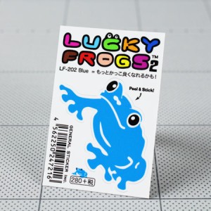 ステッカー 車 バイク おしゃれ かわいい ヘルメット ギター スケボー アメリカン雑貨 カエル 蛙 LUCKY FROGS 2 ブルー＿SC-LF202-GEN