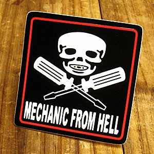 ステッカー 車 アメリカン スカル バイク ヘルメット MECHANIC FROM HELL＿SC-243-GEN