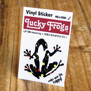 ステッカー 車 カエル グッズ 幸運 アメリカン バイク ヘルメット Lucky Frogs 元気になれますように！＿SC-LF09-GEN