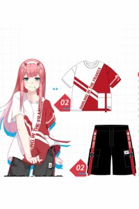 ダーリン・イン・ザ・フランキス DARLING in the FRANXX ダリフラ ゼロツー 004 Tシャツ+パンツ グッズ コスプレ衣装 キャラクター仮装 