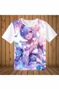 Re:ゼロから始める異世界生活 レム和服 プリントTシャツ 男女着可 コスプレグッズ コスプレ衣装[LRS1303]