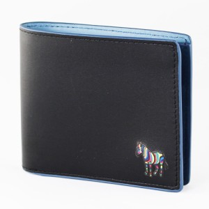 ポールスミス 折りたたみ財布 メンズ PAUL SMITH 5321/SZEBRA BLACK/BLUE ブラック×ブルー ゼブラ バイカラー 財布 小物