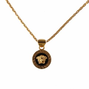 【訳ありアウトレット】ヴェルサーチェ ネックレス ペンダント VERSACE 1008781 1A00638 ブラック×ゴールド  アクセサリー レディース 