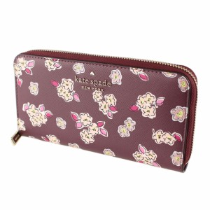 ケイトスペード 長財布 ラウンドファスナー・ジップ KATE SPADE k9298 600 ワインレッド系 花柄 財布・小物 レディース