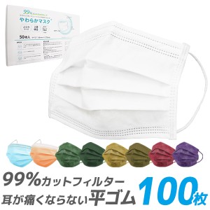 【数量限定】マスク 不織布 使い捨て 不織布マスク カラー 100枚 送料無料 ふつうサイズ 立体3層不織布 高密度フィルター ほこり 風邪 咳