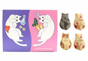 猫 お菓子 neco necone クッキー ( 4枚入 ) ブラン Cookie neko 猫 ねこ ネコ Cat キャット ミケ ハート 黒縞 黒猫 クロネコ 動物 アニマ