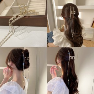 バンスクリップ ヘアアクセサリー 韓国 大きめ ビジュー キラキラ シンプル ハーフ ヘアクリップ レディース 大人 髪留め まとめ髪 簡単 