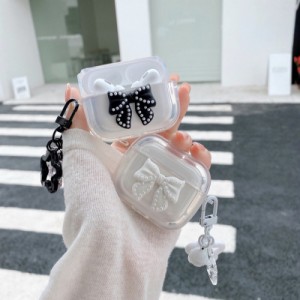 airpods pro ケース 韓国 airpods 第3世代 ケース airpods pro 第2世代 ケース airpods ケース イヤホンケース TPU 透明 リボン 星 チャ