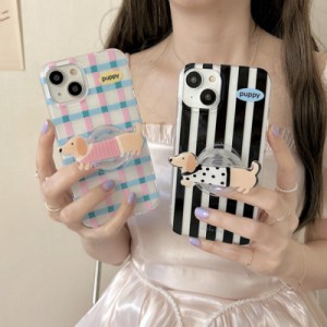 スマホケース iphone14 ケース 韓国 iphone13 ケース iphone12 ケース 携帯ケース iphone11 ケース TPU チェック柄 ストライプ 透明 犬 d