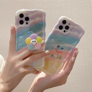 スマホケース iphone14 ケース 韓国 iphone13 ケース iphone12 ケース 携帯ケース iphone11 ケース TPU グリップ grip スマイル フラワー