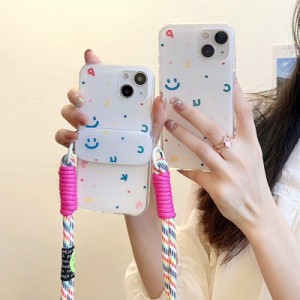 スマホケース iphone14 ケース 韓国 iphone13 ケース iphone12 ケース 携帯ケース iphone11 ケース TPU ショルダー ストラップ 肩掛け ス