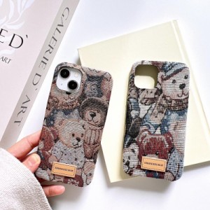 スマホケース iphone15 ケース 韓国 iphone14 ケース iphone13 ケース 携帯ケース iphone12 ケース TPU クマ テディベア 総柄 個性的 レ