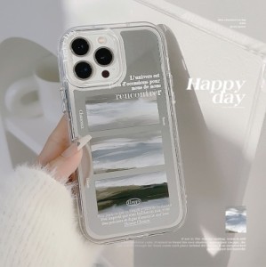 スマホケース iphone15 ケース 韓国 iphone14 ケース iphone13 ケース 携帯ケース iphone12 ケース PC ミラー 鏡 透明 総柄 ニュアンス 