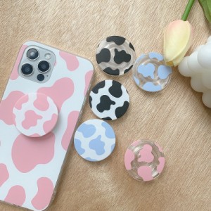 スマホグリップ 韓国 スマホ グリップ かわいい おしゃれ スマホグリップスタンド cow 牛柄