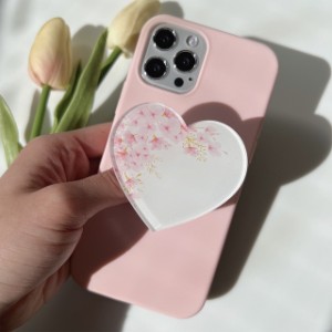 スマホグリップ 韓国 スマホ グリップ かわいい おしゃれ スマホグリップスタンド 春 桜 ハート