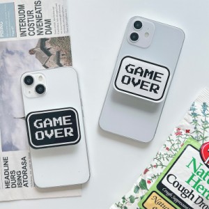 スマホグリップ 韓国 スマホリング かわいい おしゃれ スマホ 落下防止 スマホスタンド GAMEOVER ゲームオーバー レディース メンズ