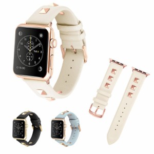 apple watch iwatch アップルウォッチ series 1 2 3 6 5 4 SE 38mm 40mm 42mm 44mm ベルト バンド 牛革 スタッズ 韓国 かわいい かっこい