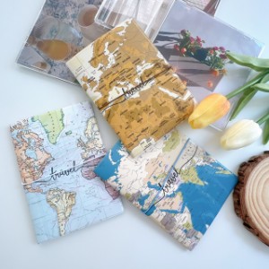 パスポートケース カバー IDケース トラベル 旅行 用品 地図 デザイン 小物 雑貨 かわいい おしゃれ シンプル お揃い 韓国 合成皮革 レデ