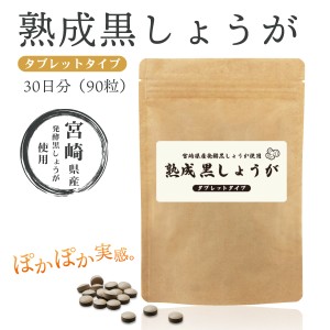 黒生姜 サプリメント タブレット 90粒 約1ヶ月分 宮崎県産 国産 黒しょうが ショウガオール 発酵 熟成 黒ショウガ 温活 冷え性 打錠 錠剤