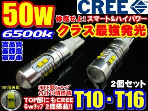 最強CREE製LED★50Wスリム爆裂発光T10/T16プロジェクター◆6500k ポジション バックランプ等