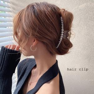 【お得な2個セット 送料無料!】 バンスクリップ2個セット ヘアアクセサリー ヘアクリップ パール メタル マット加工 金属 大きめ acs881