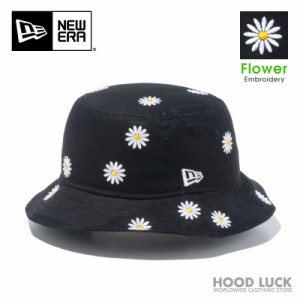 ニューエラ バケットハット 01 花柄 フラワー 黒 NEWERA バケツハット メンズ レディース キャンプ アウトドア ブラック　UV対策