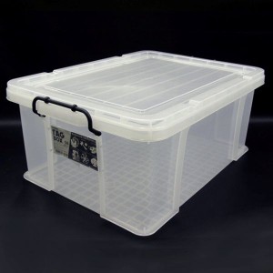 収納ボックス 収納ケース フタ付き プラスチック製 タグボックス08 透明（クリア） 約幅488×奥行685×高さ288mm 1台単位 プレート付