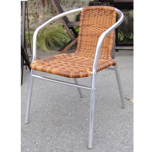 ガーデンチェア 人工ラタン アルミチェア スタッキングチェア YC028 ２脚セット 完成品 重ね置き ガーデンファニチャー ベランダ椅子