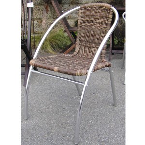 ガーデンチェア 人工ラタン アルミチェア スタッキングチェア YC041 ２脚セット 完成品 重ね置き ガーデンファニチャー ベランダ椅子
