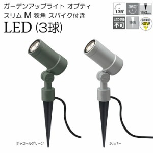 ガーデンライト 庭園灯 LED 12V ガーデンアップライト オプティ スリム M 狭角 スパイク付き 電球色 （シルバー / チャコールグリーン） 