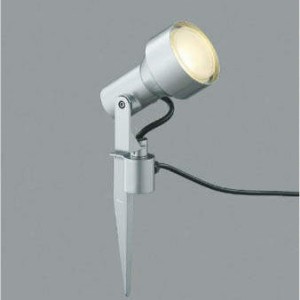 屋外 照明 スポットライト スパイク式 LED付 白熱球100W相当 散光 防雨型 差込プラグ付き シルバー 照明器具
