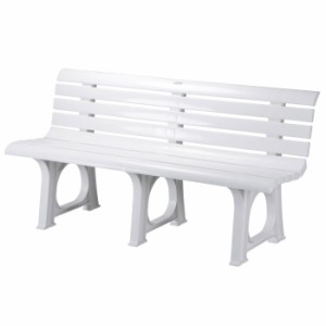 ガーデン ベンチ Lベンチ 2人掛け 椅子 幅145.5×奥行52×高さ73.4cm ポリプロピレン樹脂 ホワイト 白 1脚単位 軽量 屋外 雨ざらし 組み