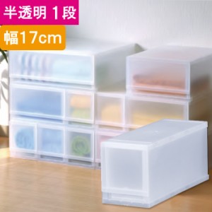 収納 収納ボックス 収納ケース プラスト 半透明 1段 引き出し 幅17×高さ20.5×奥行45cm 1台単位 重ね置き可能 チェスト