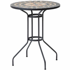 ガーデン テーブル スチール製 ペトラ モザイク テーブル 60 直径60×高さ72cm 組立式  天然石 カフェテーブル おしゃれ 送料無料
