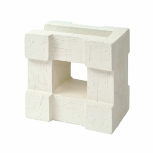 ブロック 塀 アプローチ せっき質無釉ブロック ポーラスブロック150コーナー 白土 B（配筋溝あり 1面フラット） 1個単位